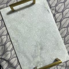 Brand new marble bathroom makeup and skincare luxury marble tray with gold handles ( multipurpose tray )