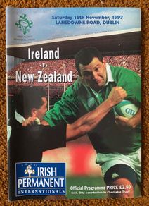 Very Rare 1997 Ireland v New Zealand - November International Programme