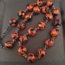 Antique Venetian Style Orange Millefiori & Chevron Glass Beads Necklace Image 8