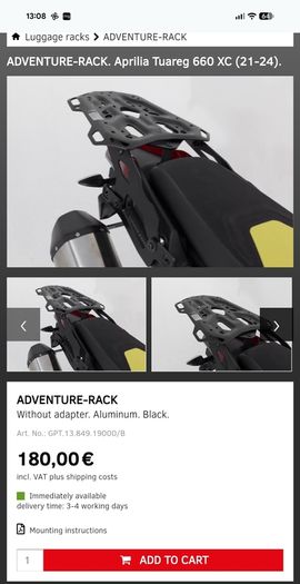 Aprilia Tuareg - SW Motech Rear Rack