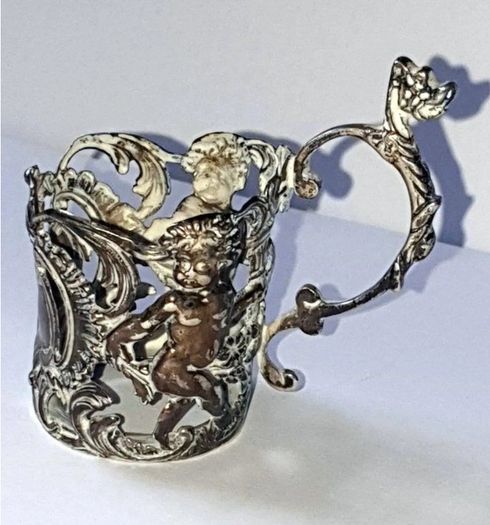 Solid Sterling Silver Spirit Cup Holder/Cert