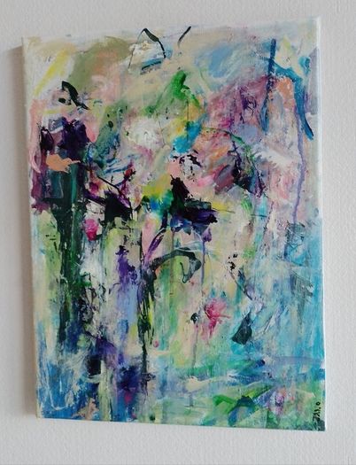 Original Abstract Painting Framed Original Floral Landscspe Garden