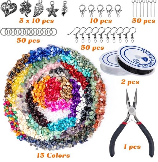 801 Pcs Crystal Jewellery Making Kit, Crystals for Jewellery Making with Crystal Gemstone Beads 5-7mm Stone Bead Drilled Beads for Jewelry Making (FREE POSTAGE)