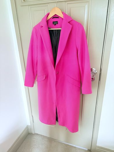 Hot pink wool mix coat in hot pink from Topshop size 10