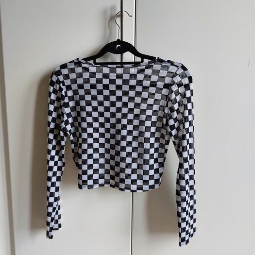 Checked long sleeve top