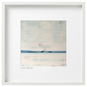 Grey Day, Poolbeg, Limited Edition Framed Print Signed by artist Helen Mathews
