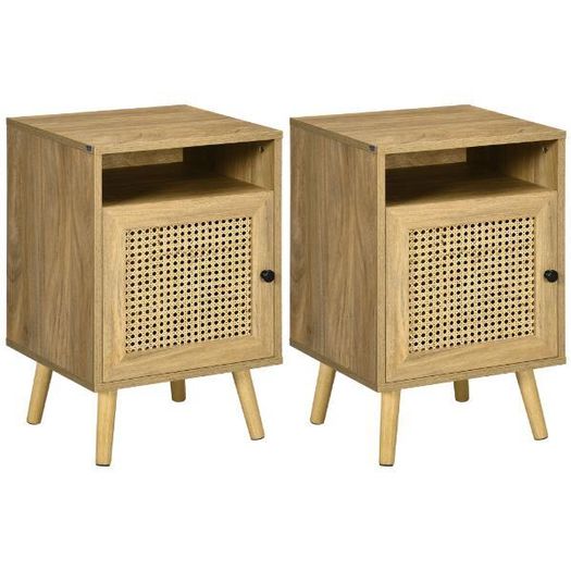 Set of 2 Rattan Bedside Tables