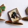 Vintage Trefoil Cufflinks: Reverse Carved Lucite, Gilded Copper Image 10