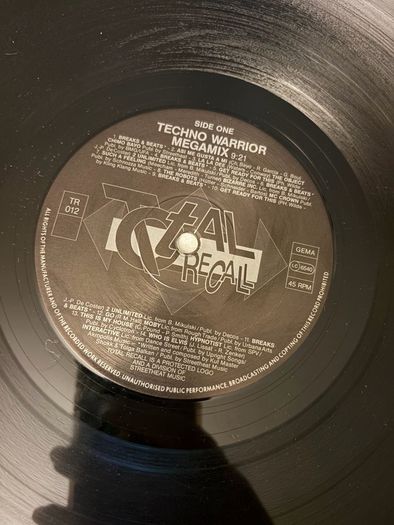 Techno Warrior Megamix Original 1992 German 12 inch Vinyl Total Recall TR012