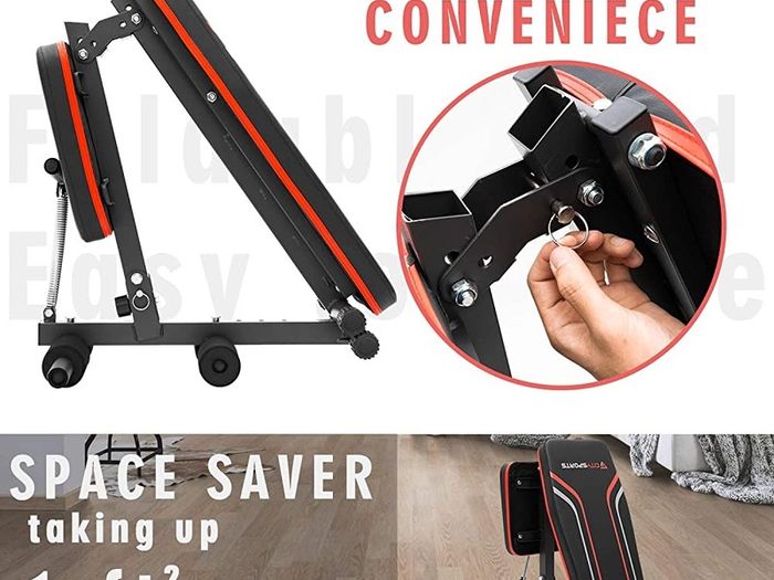 Adjustable Weight Bench, Multifunction Folding Weight Bench with 7 Adjustable Positions & 2 Training Straps, Home Gym Weight Bench (FREE SHIPPING)