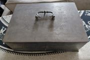 Antique French iron money box strong box with key 19th century