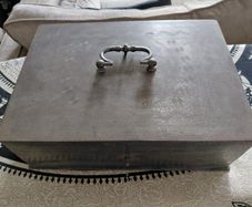 Antique French iron money box strong box with key 19th century