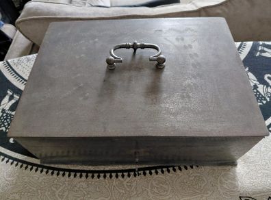 Antique French iron money box strong box with key 19th century