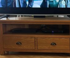 Corner oak tv unit