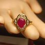 Gold Plated Sterling Silver Natural Ruby and Zircon Cluster Ring Image 10