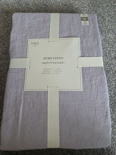 pure linen deep fitted sheet and 2 pillowcases