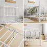 Single Metal Bed Frame 90 x x190 cm with Headboard and Footboard Heavy Duty Foundation,Metal Slat Support, White Image 5