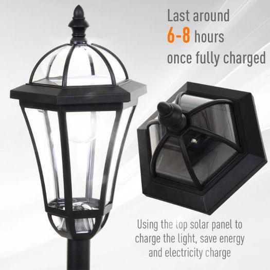 Set of 2 Solar LED Garden Lamp Posts