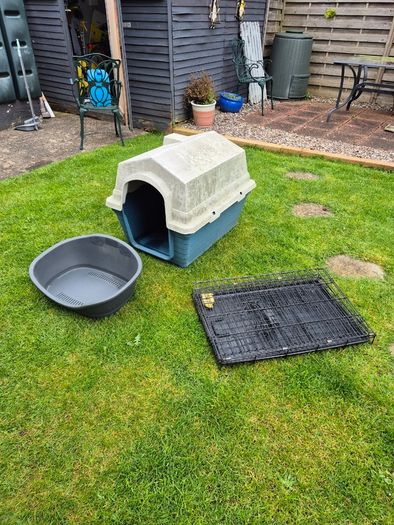 Small Dog: dog house, carrier bag, basket and crate