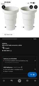Koppla B22 to E27 bulb converter, white Ikea