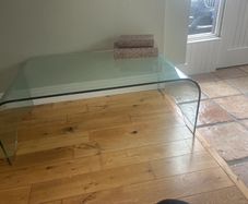 Large waterfall tempered glass coffee table