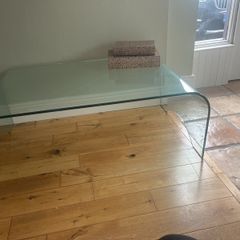 Large waterfall tempered glass coffee table