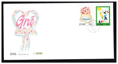 1991 Ireland Love Commemorative Stamps An Post First Day Cover (FDC)