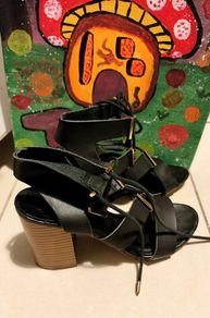 NEW LOOK Black Lace-Up Heeled Sandals Size UK 7 / EU 40