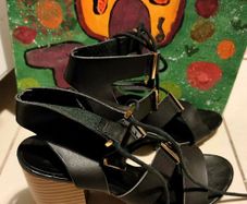 NEW LOOK Black Lace-Up Heeled Sandals Size UK 7 / EU 40