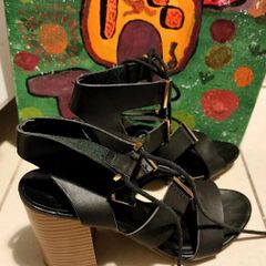 NEW LOOK Black Lace-Up Heeled Sandals Size UK 7 / EU 40