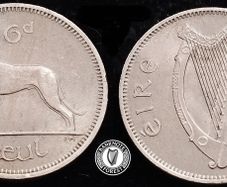 [#495] - Ireland 1959 | 6 Pence | Irish 6d | Wolfhound | KM.13a