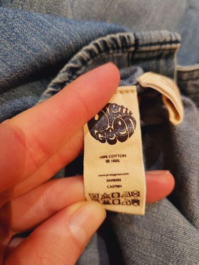 Pretty Green Embroidered Bird Vintage Denim Shirt with Pearl Effect Buttons XS Rare