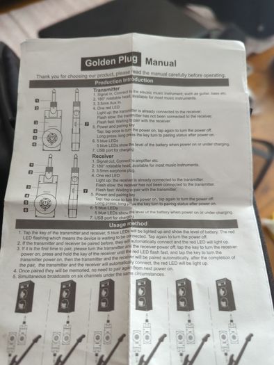Guitar transmitter receiver set