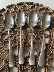 Four Antique Elkington & Co Sterling Silver Large Serving Spoons  321g