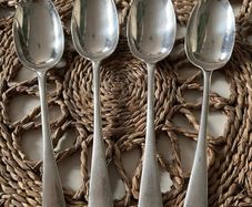 Four Antique Elkington & Co Sterling Silver Large Serving Spoons  321g