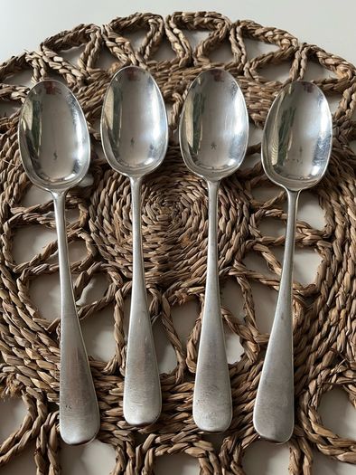 Four Antique Elkington & Co Sterling Silver Large Serving Spoons  321g