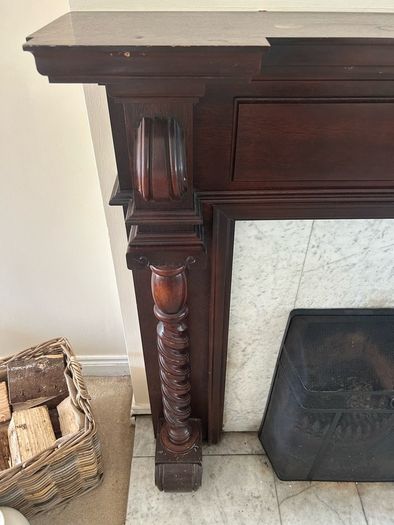 Wooden mantelpiece and marble