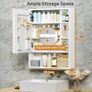 Bathroom Mirror Cabinets Wall Mounted  Expanded Spacious Storage HD Mirror Cabinet with 3-COLOR & Dimming LED Lights Anti Fog Memory Function  Adjustable Shelves, Touch Sensor,535by700by150mm Image 6