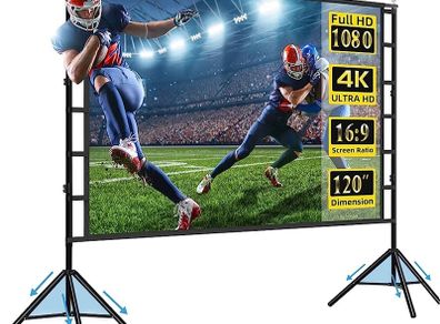 SALE Projector Screen with Stand, 120 inch 16:9 for Home Theater, Outdoor Indoor Party, Backyard Cinema