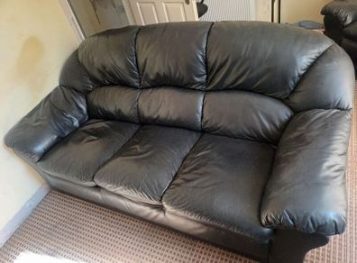 Black Leather 3 piece suite