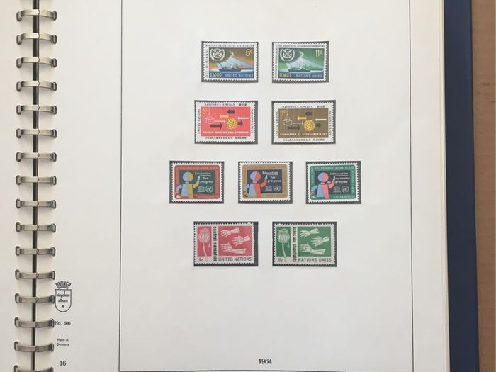 1951-1980s United Nations Stamp Collection Mint Never Hinged (MNH) in Lindner Pages housed in album (60 images showing contents)