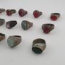 Lot of 15 Antique Tribal Style Brass Rings Mixed Stone & Colourful Glass Image 6