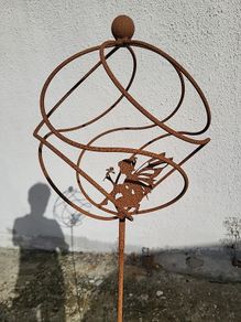 Corten steel Fairy ball on stem