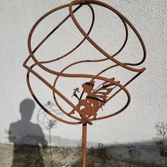 Corten steel Fairy ball on stem
