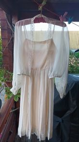 Vintage chiffon two piece wedding outfit, sz 10, 1980s, D18 post 6e