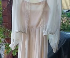 Vintage chiffon two piece wedding outfit, sz 10, 1980s, D18 post 6e