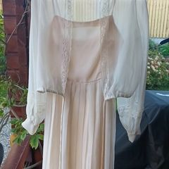 Vintage chiffon two piece wedding outfit, sz 10, 1980s, D18 post 6e