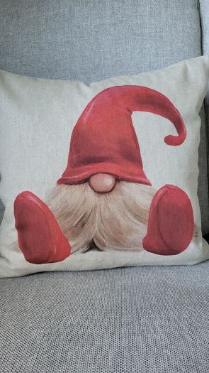 Christmas cushions. "ROBIN" and " GNOME"