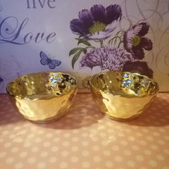 NEW - 2 Gold Tealight Holders