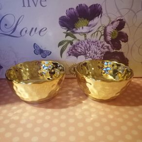 NEW - 2 Gold Tealight Holders